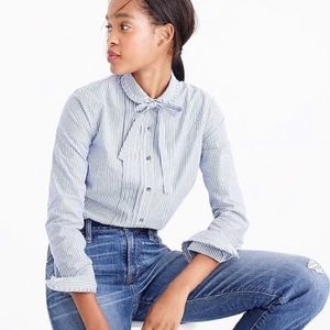 Nwot Jcrew Striped Tieneck Tuxedo Shirt 